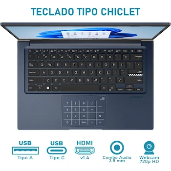 Imagen 4 de ASUS Vivobook 14 Laptop Intel Core i5-1334U 24GB RAM 512GB SSD 14" Windows 11 Home + Mouse DXT Teclado Español Garantía México
