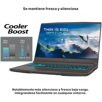 Imagen 5 de MSI Thin 15 B12UC Gaming Laptop Intel Core i5-12450H NVIDIA GeForce RTX 3050 8GB RAM 512GB SSD 15.6" Gris Teclado Español 2 Años Garantía
