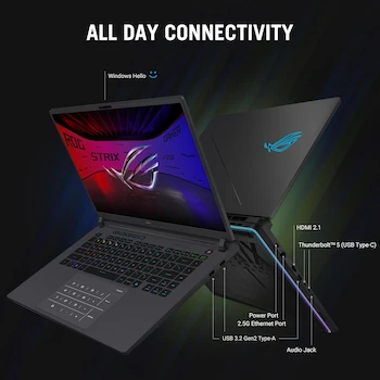 Imagen 5 de ASUS ROG Strix G16 (2025) Gaming Laptop 16-inch 2.5K Display Intel Core Ultra 9 275HX NVIDIA GeForce RTX 5070 Ti 32GB DDR5 RAM SSD