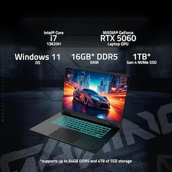 Imagen 2 de GIGABYTE A16 CVHI3US894SH Gaming Laptop - Intel i7-13620H, NVIDIA GeForce RTX 5060, 16GB DDR5 RAM, 1TB SSD, Windows 11 Home