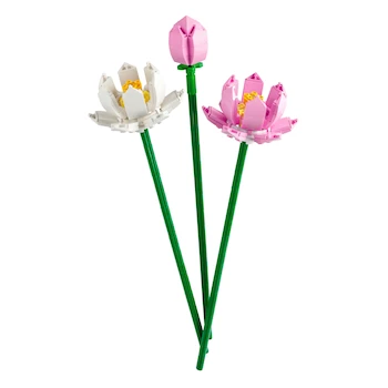 Imagen 2 de Set de Construcción LEGO Flores de Loto 40647 con 220 Piezas, Flores Rosas y Blancas, Brote y Base