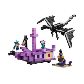 Imagen 2 de LEGO Minecraft El Dragón Ender y el Barco del End Set de Construcción 657 Piezas Modelo 21264