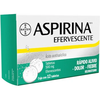 Imagen 2 de Aspirina 500mg Tabletas Efervescentes Caja con 12 Unidades