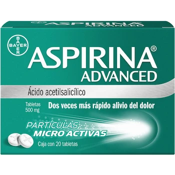 Imagen de referencia para Aspirina Advanced 500 mg Analgésico y Antiinflamatorio, 20 Tabletas