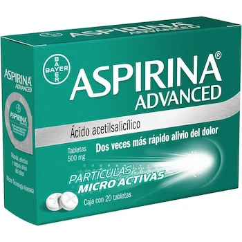 Imagen 4 de Aspirina Advanced 500 mg Analgésico y Antiinflamatorio, 20 Tabletas