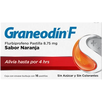 Imagen de referencia para Graneodín F Pastillas con Flurbiprofeno 8.75 mg Sabor Naranja Caja con 16 Pastillas