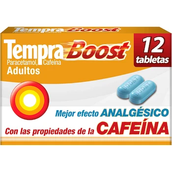 Imagen de referencia para Tempra Boost Analgésico con Paracetamol 500 mg y Cafeína 65 mg Caja con 12 Tabletas