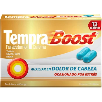 Imagen 2 de Tempra Boost Analgésico con Paracetamol 500 mg y Cafeína 65 mg Caja con 12 Tabletas