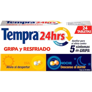 Imagen 2 de Tempra 24hrs Medicamento para Gripa y Resfriado Caja con 24 Tabletas