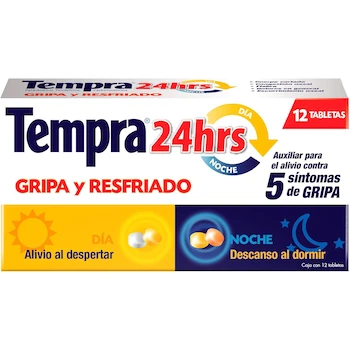 Imagen 2 de Tempra 24hrs para Gripa y Resfriado Caja con 12 Tabletas