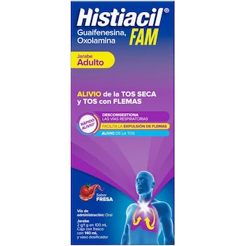 Imagen de referencia para Histiacil FAM Jarabe para la Tos Adultos Sabor Fresa 140 ml para Adultos y Niños Mayores de 15 Años