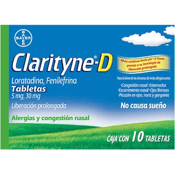 Imagen de referencia para Clarityne D Antihistamínico Descongestivo 10 Tabletas