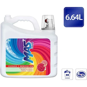 Imagen 2 de MAS Color Detergente Líquido 6.64L (88 Cargas)