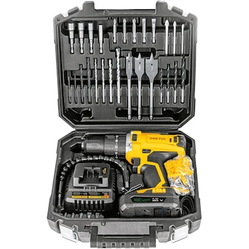 Imagen de referencia para Pretul ROTI-20P2K Kit de Rotomartillo Inalámbrico 1/2" 20V con 1 Batería Ion Litio 2 Ah y 32 Accesorios
