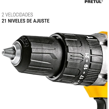 Imagen 5 de Pretul ROTI-20P2K Kit de Rotomartillo Inalámbrico 1/2" 20V con 1 Batería Ion Litio 2 Ah y 32 Accesorios