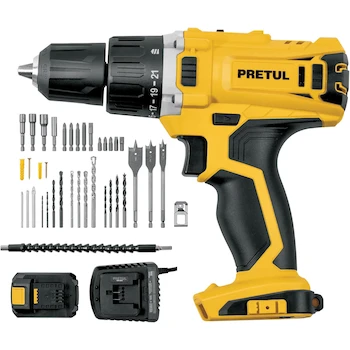 Imagen alusiva al producto Kit de Taladro Inalámbrico Pretul TALI-20P2K de 1/2 Pulgada 20V con 1 Batería Ion Litio y 32 Accesorios