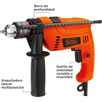 Imagen 2 de BLACK+DECKER HD565K Taladro Rotomartillo Eléctrico 1/2" (13mm) con 40 Herramientas Manuales