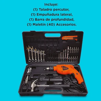 Imagen 5 de BLACK+DECKER HD565K Taladro Rotomartillo Eléctrico 1/2" (13mm) con 40 Herramientas Manuales