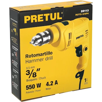 Imagen 3 de Rotomartillo Eléctrico Pretul Modelo ROTO-3/8P6 con Mandril de 3/8 Pulgadas y Potencia de 550 Watts