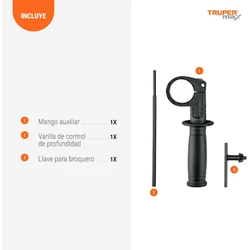 Imagen 5 de Rotomartillo Profesional Truper ROTO-1/2A8 de 1/2 Pulgada 750W Color Naranja