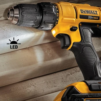 Imagen 5 de DEWALT 20V MAX Cordless Drill/Driver and Impact Driver Combo Kit Model DCK240C2 with DCD771 1/2-Inch Drill/Driver, DCF885 1/4-Inch Impact Driver, Two 1.3Ah Batteries, Charger, and Contractor Bag in Yellow/Black