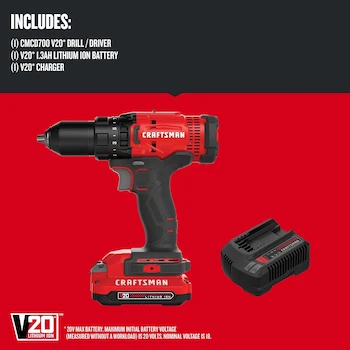 Imagen 2 de CRAFTSMAN V20 20V MAX Cordless 1/2-Inch Drill/Driver Kit, Red, Model CMCD700C1