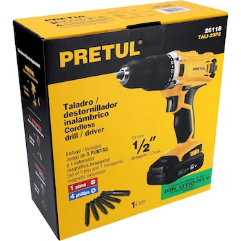 Imagen 5 de Taladro Inalámbrico Pretul TALI-20P2 1/2" 20V con 1 Batería Ion Litio 2Ah