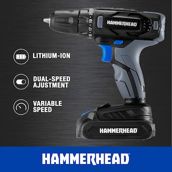Imagen 3 de Hammerhead HCDD201 Kit de Taladro Inalámbrico 20V 2 Velocidades