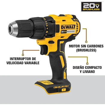 Imagen 2 de DEWALT Taladro Atornillador 1/2" (13mm) 20V MAX DCD7771D2 con Caja para Herramientas