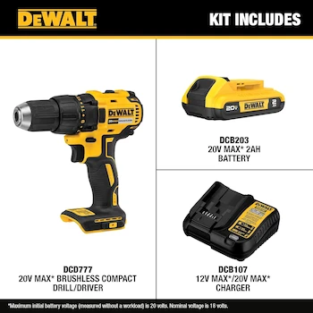 Imagen 3 de DEWALT Taladro Inalámbrico 20V MAX 1/2" con Batería XR 2.0Ah y Cargador (DCD777D1)