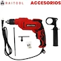 Miniatura de Taladro Rotomartillo de Impacto Eléctrico 550W con Broquero de 1/2 Pulgada y Mango Auxiliar