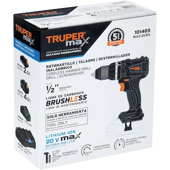 Imagen 4 de Truper Max MAX-20RS Rotomartillo Inalámbrico de 1/2 Pulgada con Motor Brushless Sin Accesorios