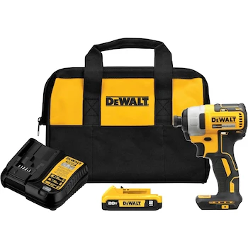Imagen alusiva al producto DEWALT Driver de Impacto Inalámbrico 20V MAX, Chuck Hexagonal de 1/4 Pulgadas, Kit con Batería y Cargador (DCF787D1)