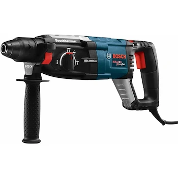 Imagen de referencia para BOSCH GBH2-28L Martillo Giratorio SDS-Plus Bulldog Xtreme Max de 1-1/8 Pulgadas en Color Negro Azul con Mango en D, Incluye Mango Auxiliar, Medidor de Profundidad y Estuche de Transporte