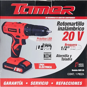 Imagen 2 de Mikels ROIT-20 Rotomartillo Inalámbrico 20V Negro/Rojo con Batería y Cargador