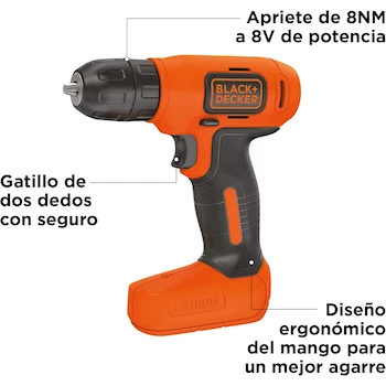 Imagen 2 de Taladro Atornillador BLACK+DECKER LD008 8V 3/8" (10mm)