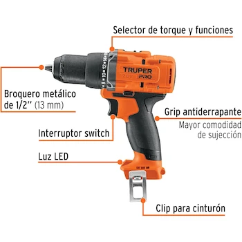 Imagen 2 de Taladro Inalámbrico Truper PRO Modelo TALI-20AS de 1/2" con Voltaje de 20V Brushless Sin Accesorios