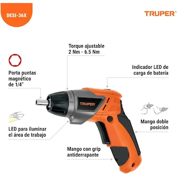 Imagen 2 de Destornillador Inalámbrico Truper DESI-36X, 3.6V, 2 Posiciones