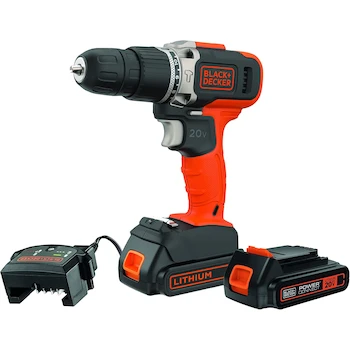 Imagen de referencia para BLACK+DECKER BCD704C1-B3 Taladro Atornillador de Impacto Inalámbrico 20V 3/8" con Batería de Litio 1.5Ah y Cargador