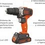 Miniatura de BLACK+DECKER BCD704C1-B3 Taladro Atornillador de Impacto Inalámbrico 20V 3/8" con Batería de Litio 1.5Ah y Cargador
