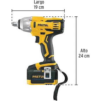 Imagen 3 de Llave de Impacto Inalámbrica Pretul LIMI-20P 1/2" 20V con 1 Batería de 4 Ah