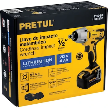 Imagen 4 de Llave de Impacto Inalámbrica Pretul LIMI-20P 1/2" 20V con 1 Batería de 4 Ah