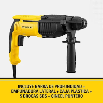 Imagen 2 de STANLEY Rotomartillo Eléctrico 1-1/8" (26mm) SHR263KA 800W con Empuñadura Lateral y Caja de Herramientas
