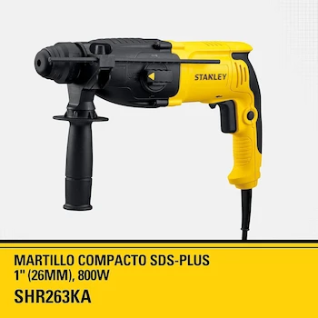 Imagen 3 de STANLEY Rotomartillo Eléctrico 1-1/8" (26mm) SHR263KA 800W con Empuñadura Lateral y Caja de Herramientas