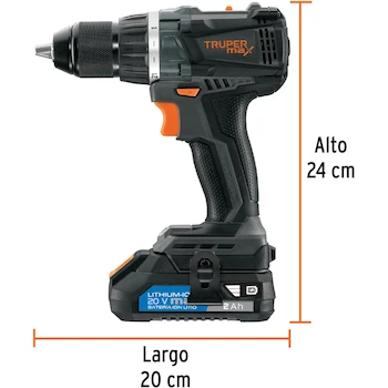 Imagen 3 de Taladro Inalámbrico Truper Max MAX-20T 1/2" 20V con 2 Baterías Ion Litio 2Ah y Maleta de 14"