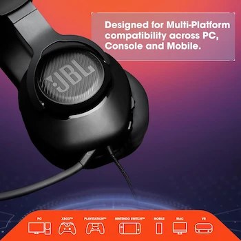 Imagen 3 de JBL Quantum 100 Audífonos Gamer Over Ear con Micrófono Extraíble Negro