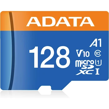 Imagen 3 de ADATA Premier 128GB MicroSDXC UHS-I Memory Card with SD Adapter Black/Blue A1 Class 10 Model AUSDX128GUICL10A1-RA1