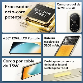 Imagen 5 de Xiaomi POCO C71 Teléfono Móvil Desbloqueado 3+64GB Color Oro