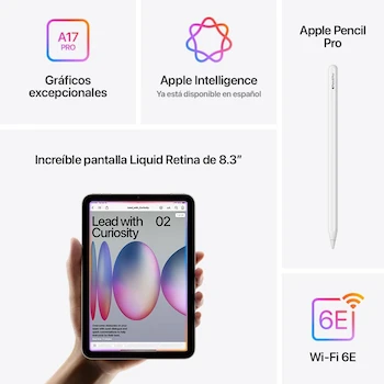 Imagen 4 de Apple iPad mini (A17 Pro) 8.3 pulgadas 128 GB Wi-Fi Azul