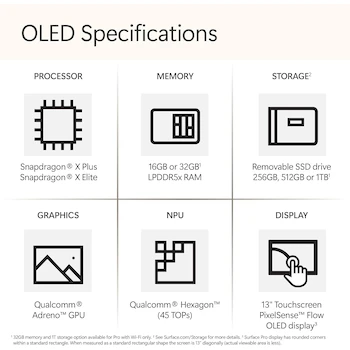 Imagen 2 de Microsoft Surface Pro 11th Edition Copilot+ PC 13" OLED Snapdragon X Elite 32GB 1TB SSD Platinum ZID-00001